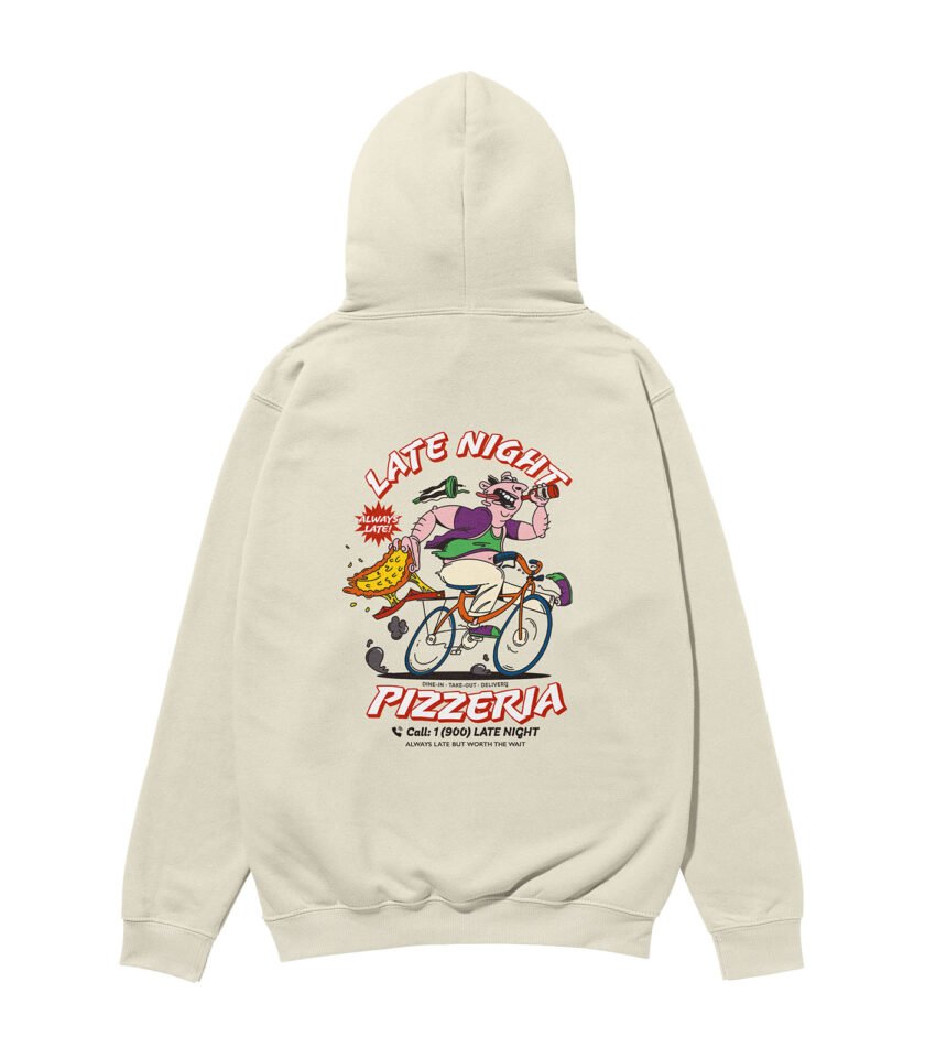 Late Night Pizzeria Heavyweight Organic Hoodie Stone