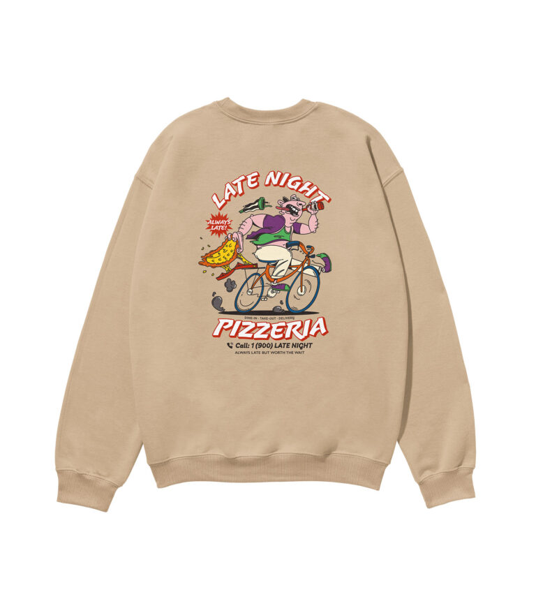 Late Night Pizzeria Heavyweight Organic Sweatshirt Sand