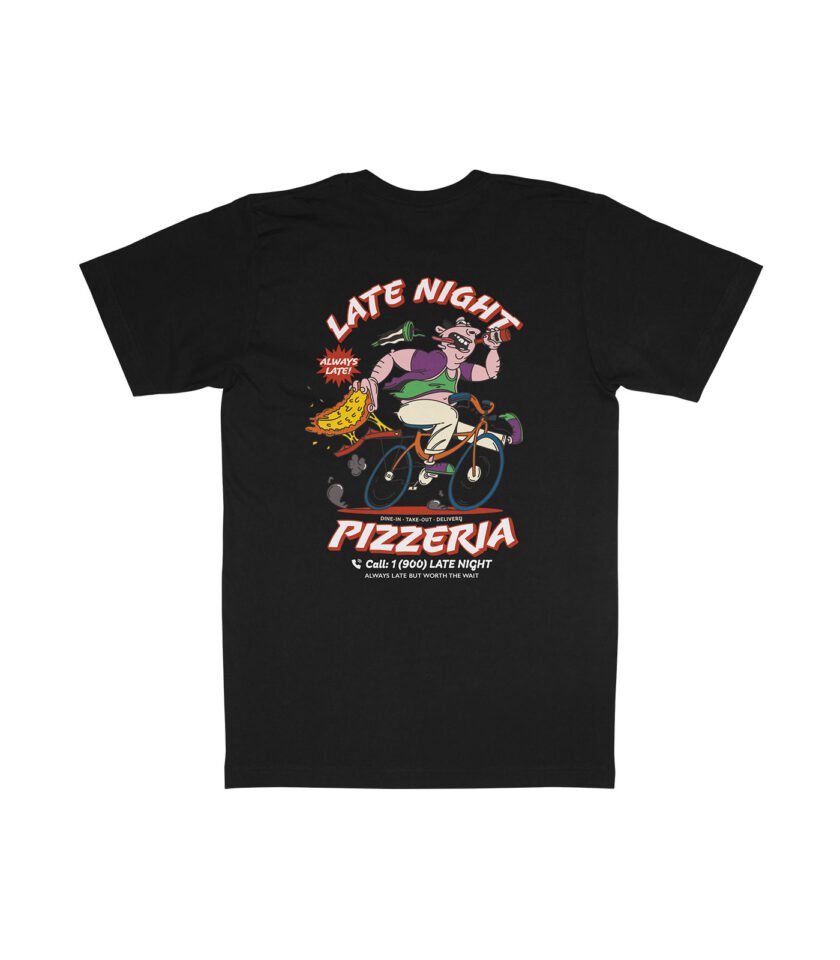 Late Night Pizzeria Organic Heavyweight T-Shirt Black