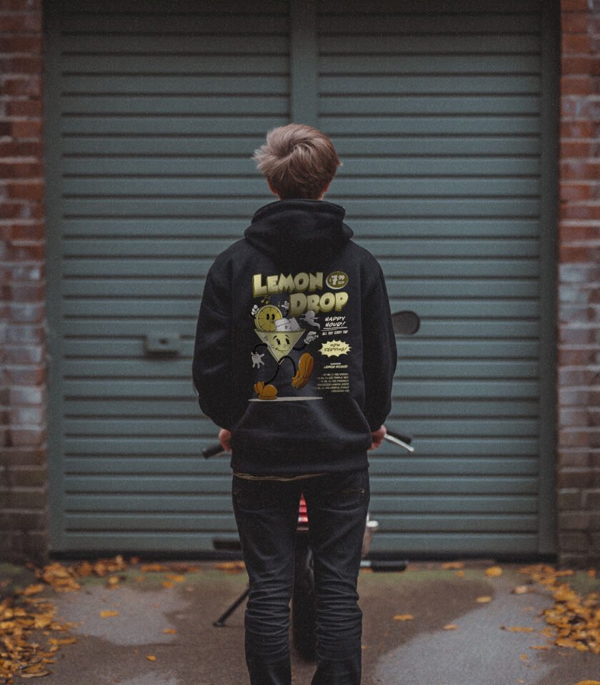 Lemon Drop Heavyweight Organic Hoodie Black - Image 4