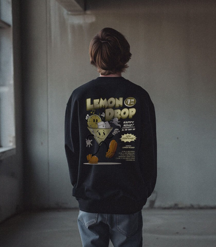 Lemon Drop Heavyweight Organic Sweatshirt Black - Image 4