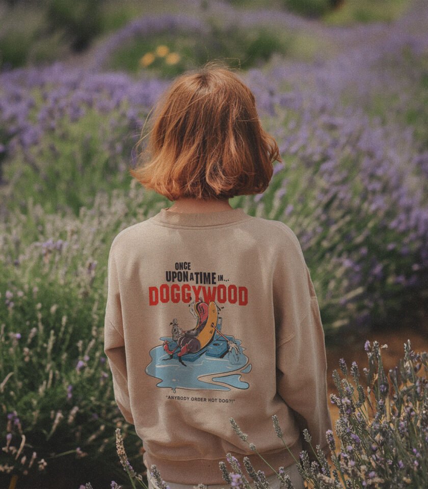 Once Upon a Time... in Doggywood Heavyweight Organic Sweatshirt Sand - Image 5