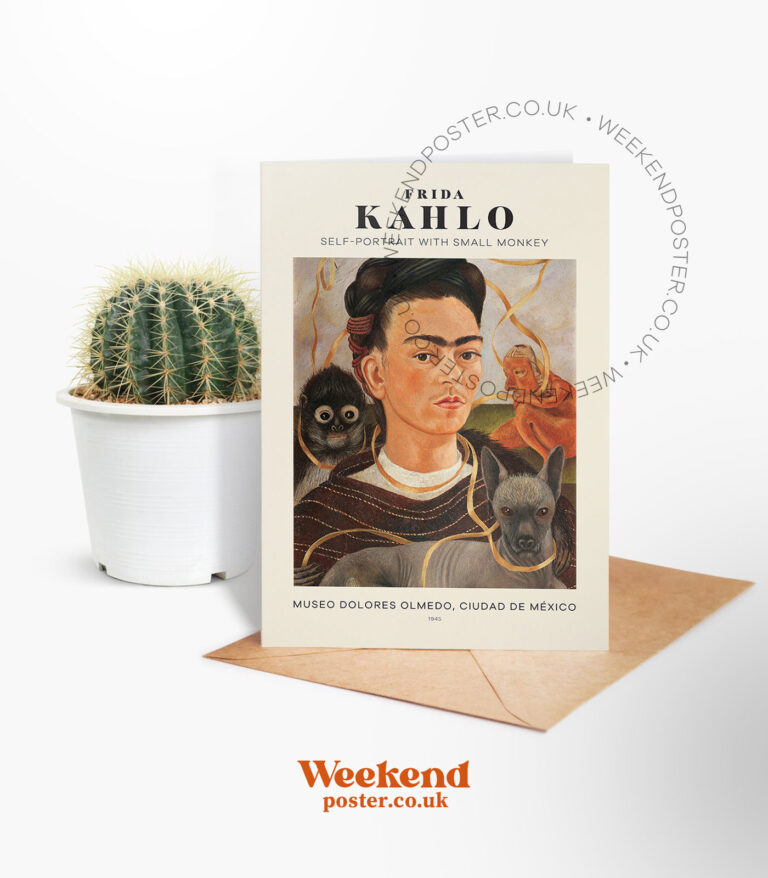 Frida Kahlo Self-Portrait with Small Monkey greeting card