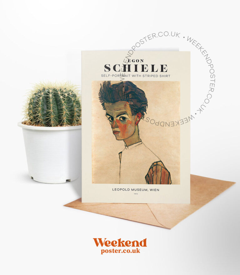 Egon Schiele Self-Portrait with Striped Shirt greeting card
