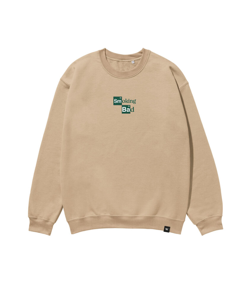Smoking Bad Heavyweight Organic Sweatshirt Sand - Image 2