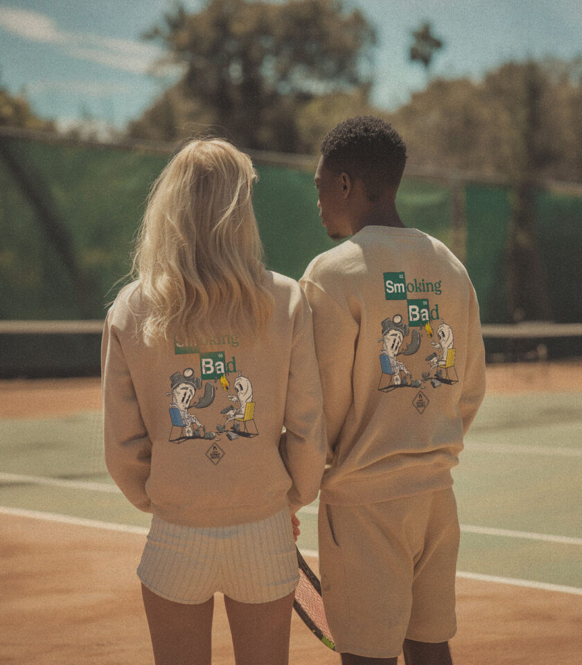 Smoking Bad Heavyweight Organic Sweatshirt Sand - Image 3
