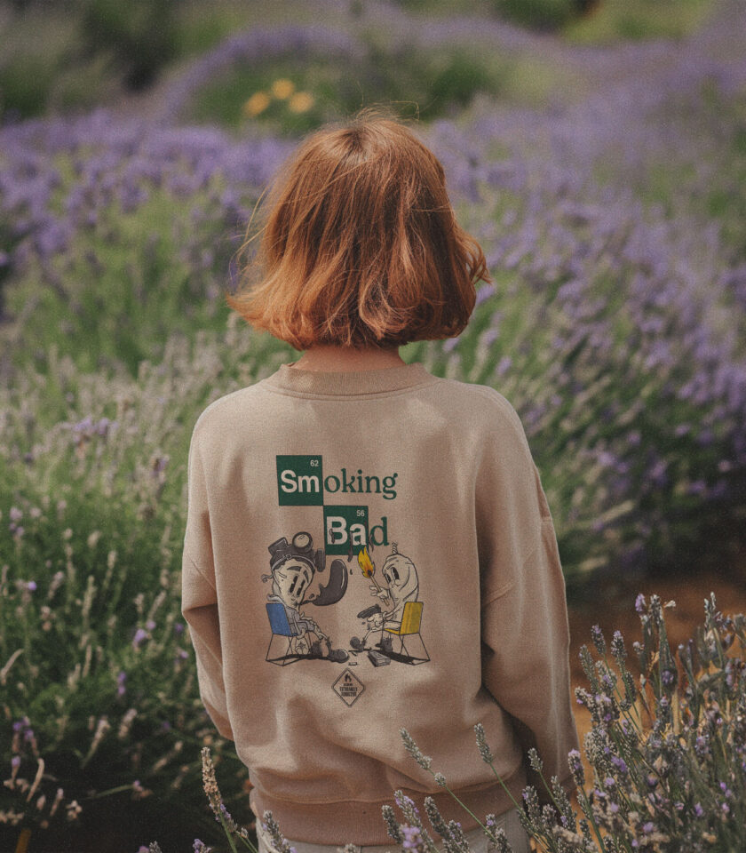 Smoking Bad Heavyweight Organic Sweatshirt Sand - Image 5