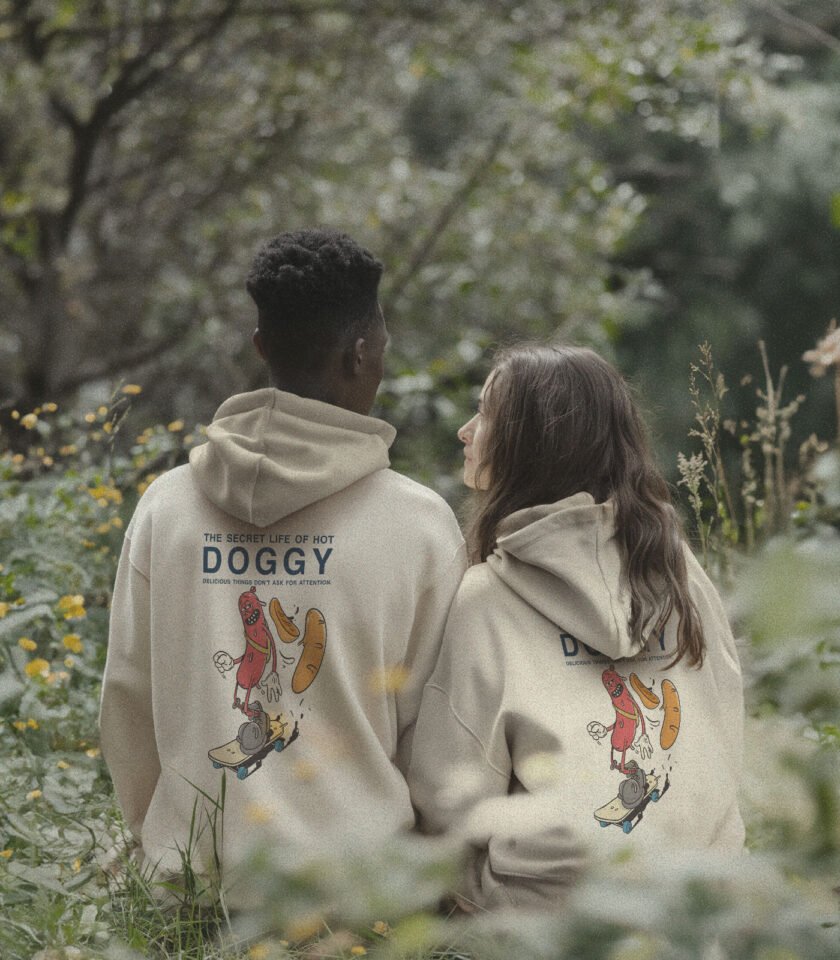 The Secret Life of Hot Doggy Heavyweight Organic Hoodie Stone - Image 3