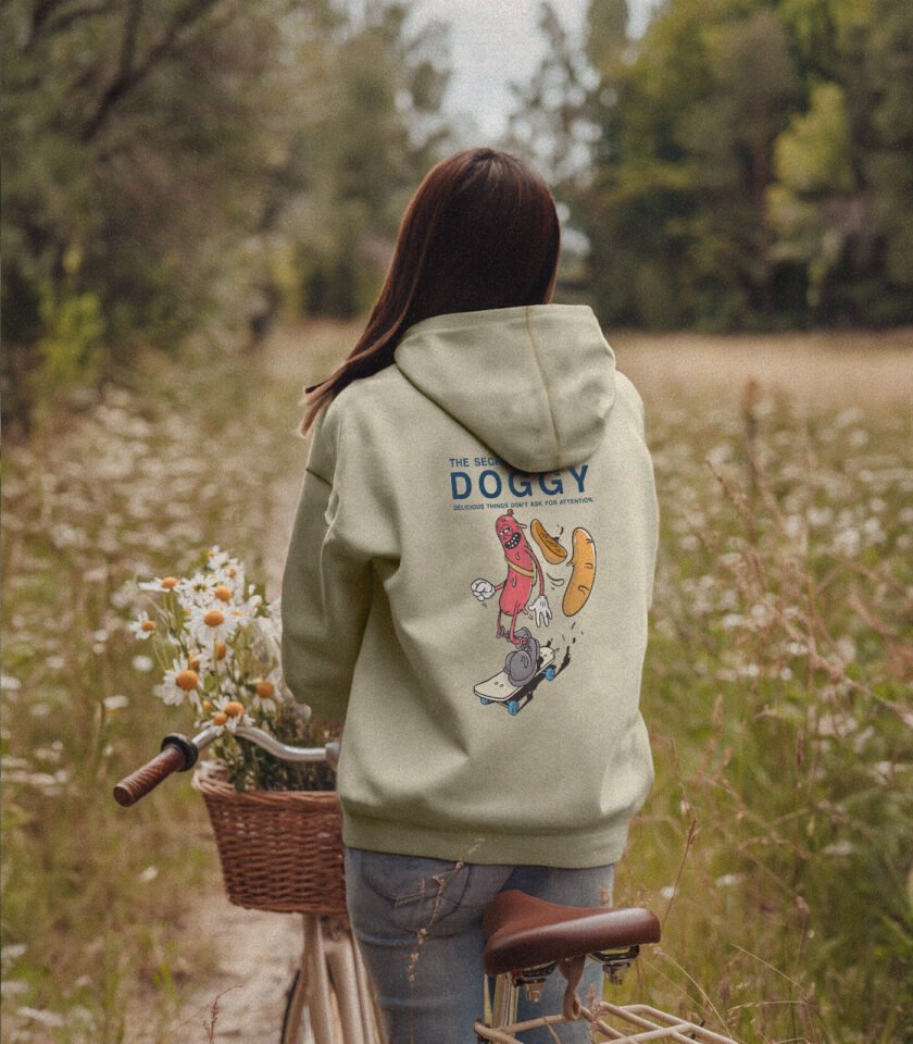 The Secret Life of Hot Doggy Heavyweight Organic Hoodie Stone - Image 5