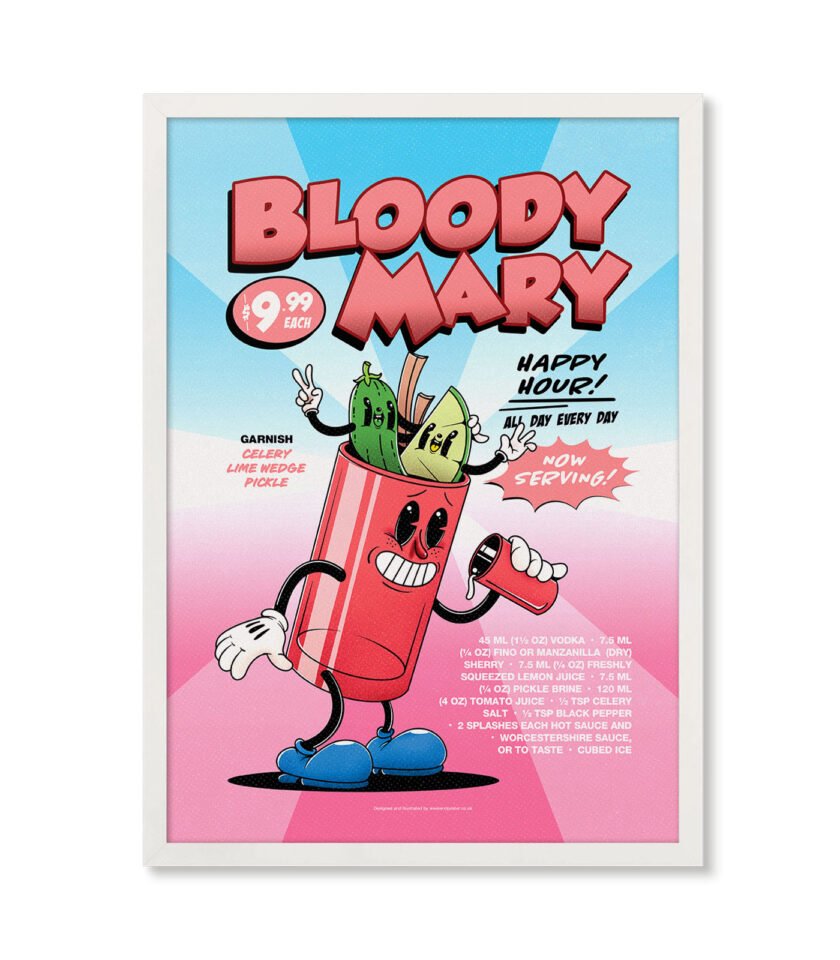 Bloody Mary groovy cocktail poster