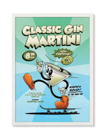 Classic Gin Martini groovy cocktail poster