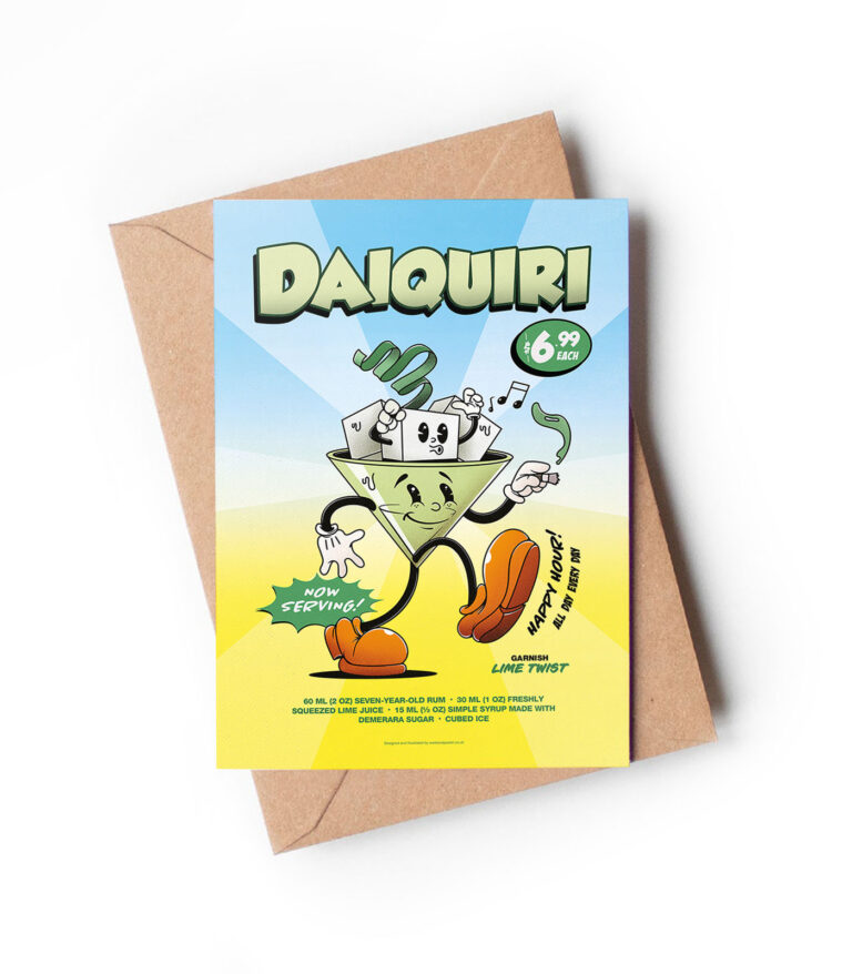 Daiquri groovy cocktail greeting card