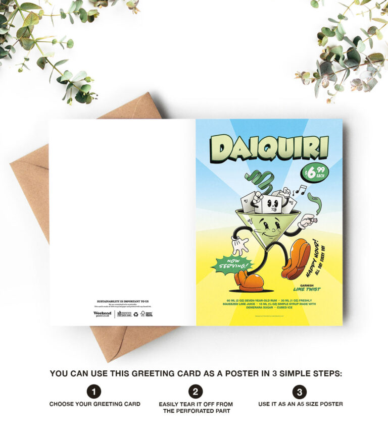 Daiquri groovy cocktail greeting card