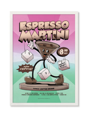 Espresso Martini groovy cocktail poster