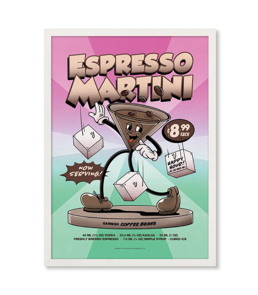 Espresso Martini groovy cocktail poster