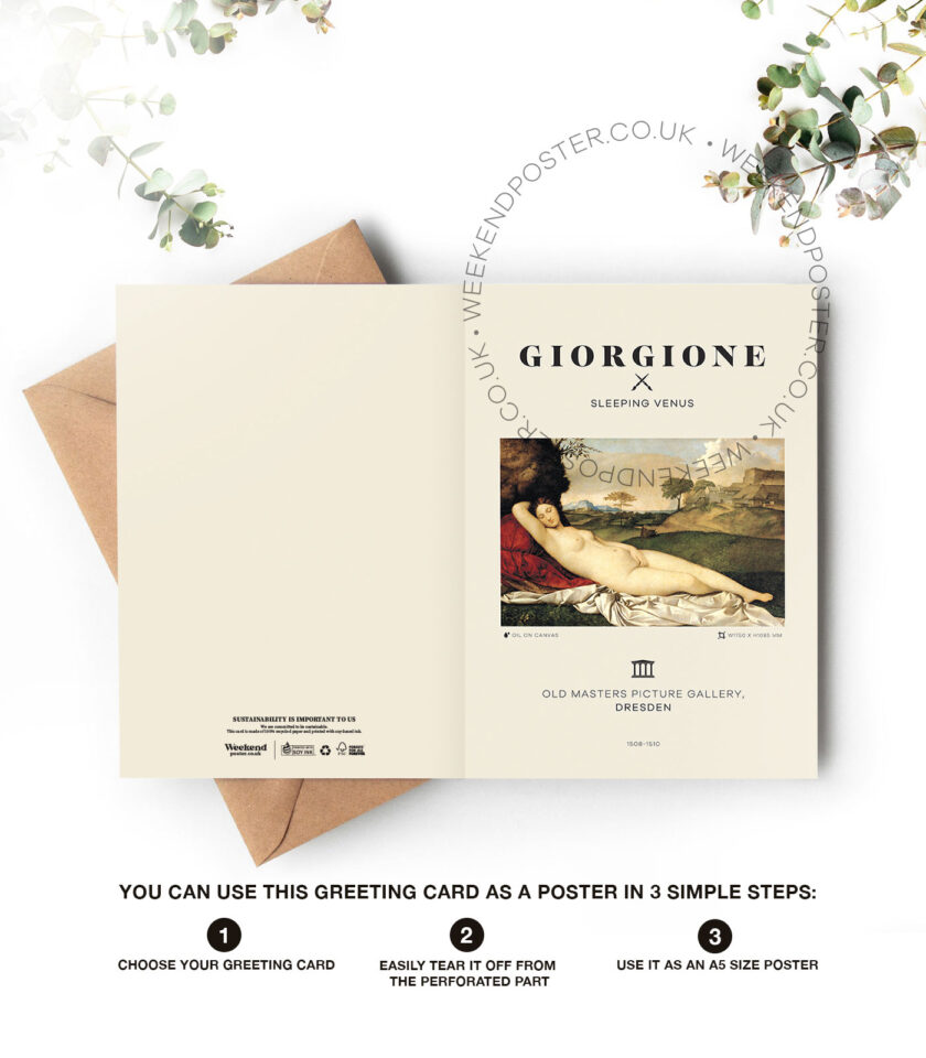 Giorgione Sleeping Venus greeting card - Image 4