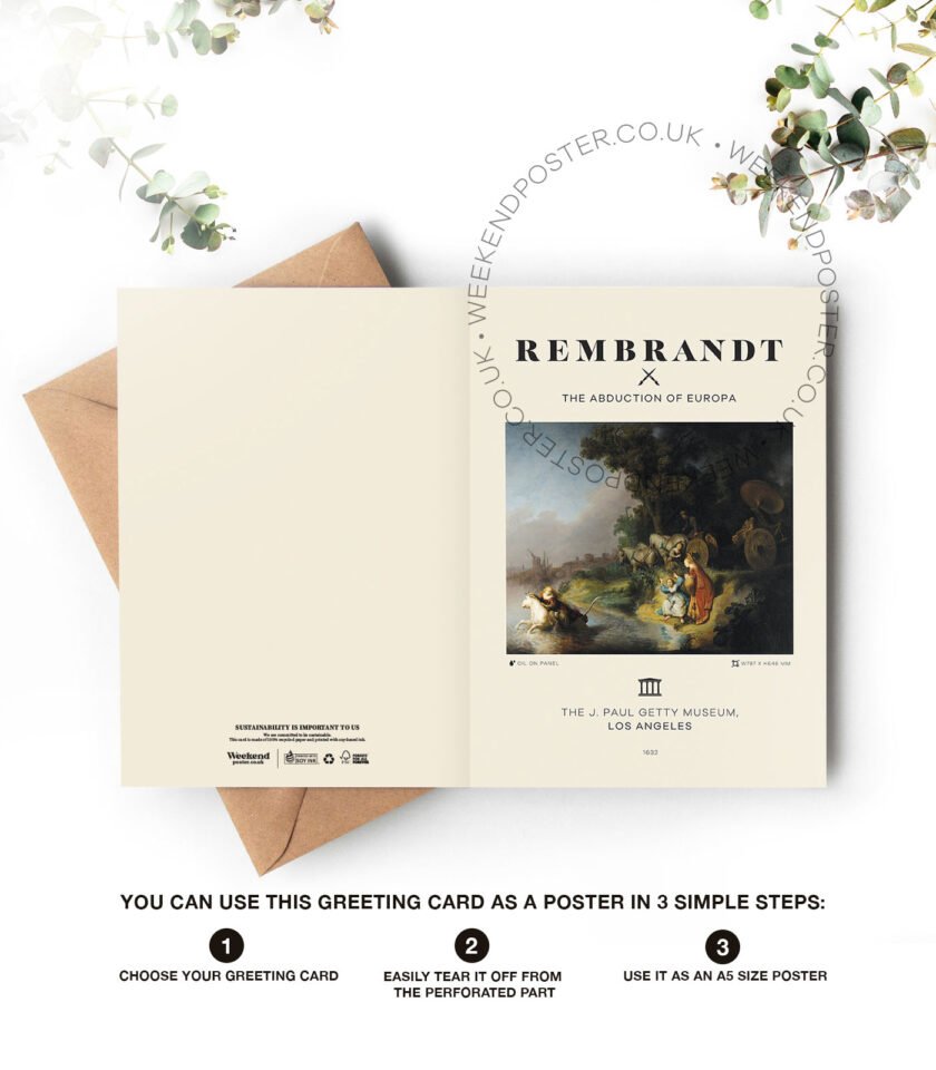 Rembrandt The Abduction of Europa greeting card - Image 4