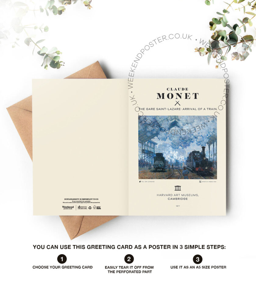 Claude Monet The Gare Saint-Lazare: Arrival of a Train greeting card - Image 4