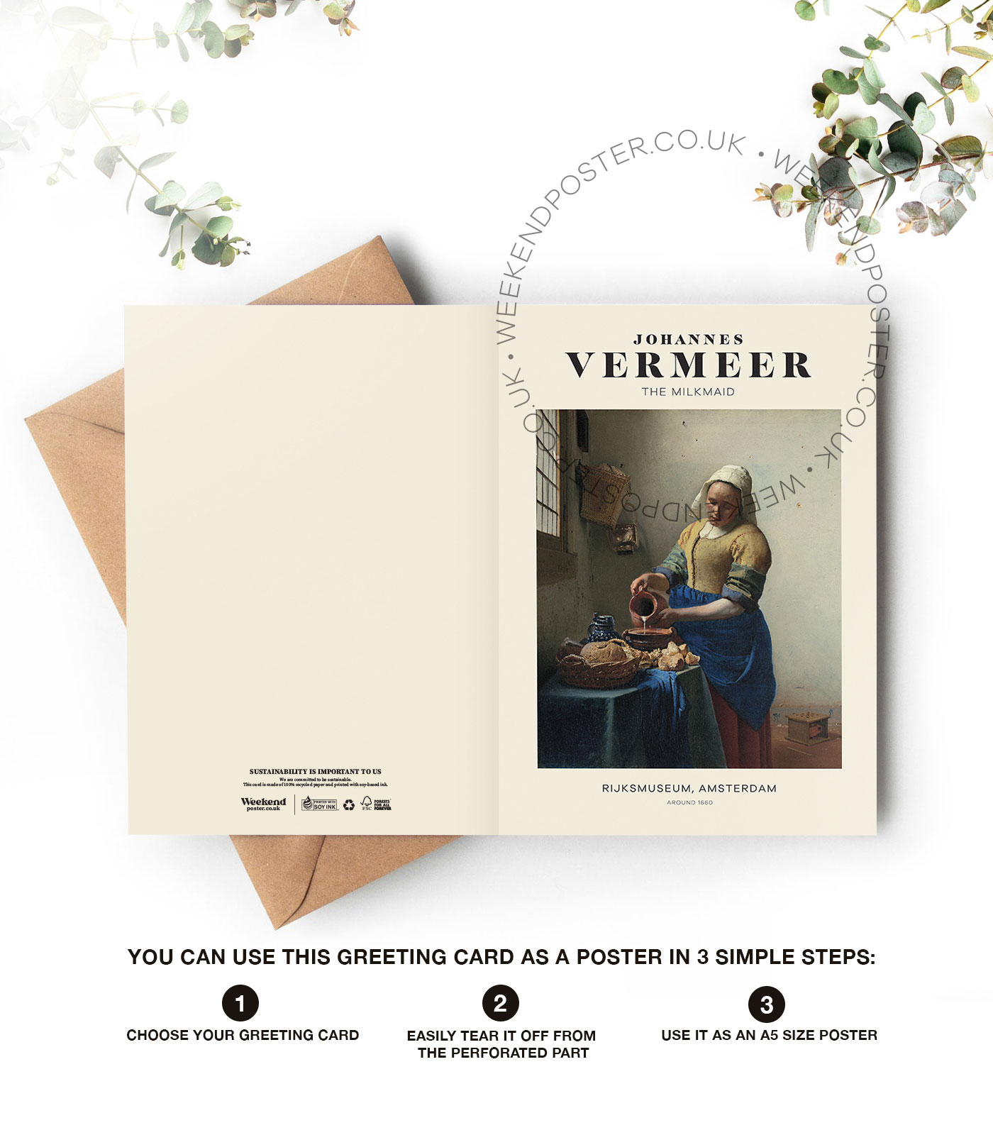 Johannes Vermeer The Milkmaid greeting card - Image 4