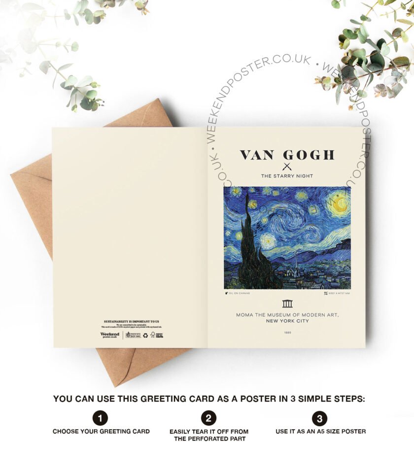 Vincent van Gogh The Starry Night greeting card - Image 4