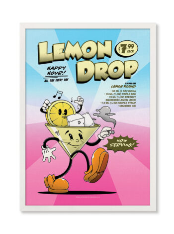 Lemon Drop groovy cocktail poster
