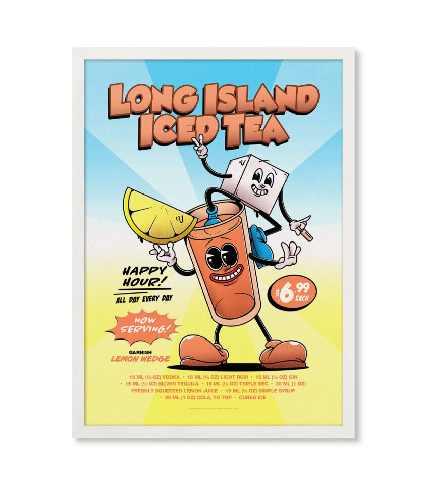 Long Island Iced Tea groovy cocktail poster