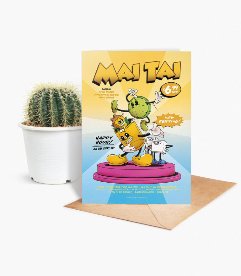 Mai Tai groovy cocktail greeting card