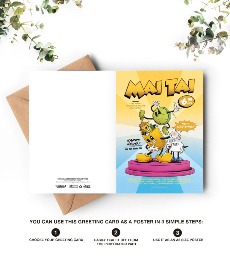 Mai Tai groovy cocktail greeting card