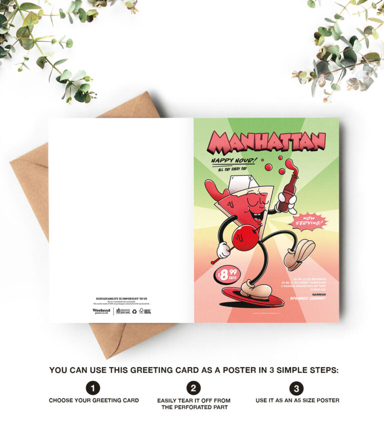 Manhattan groovy cocktail greeting card
