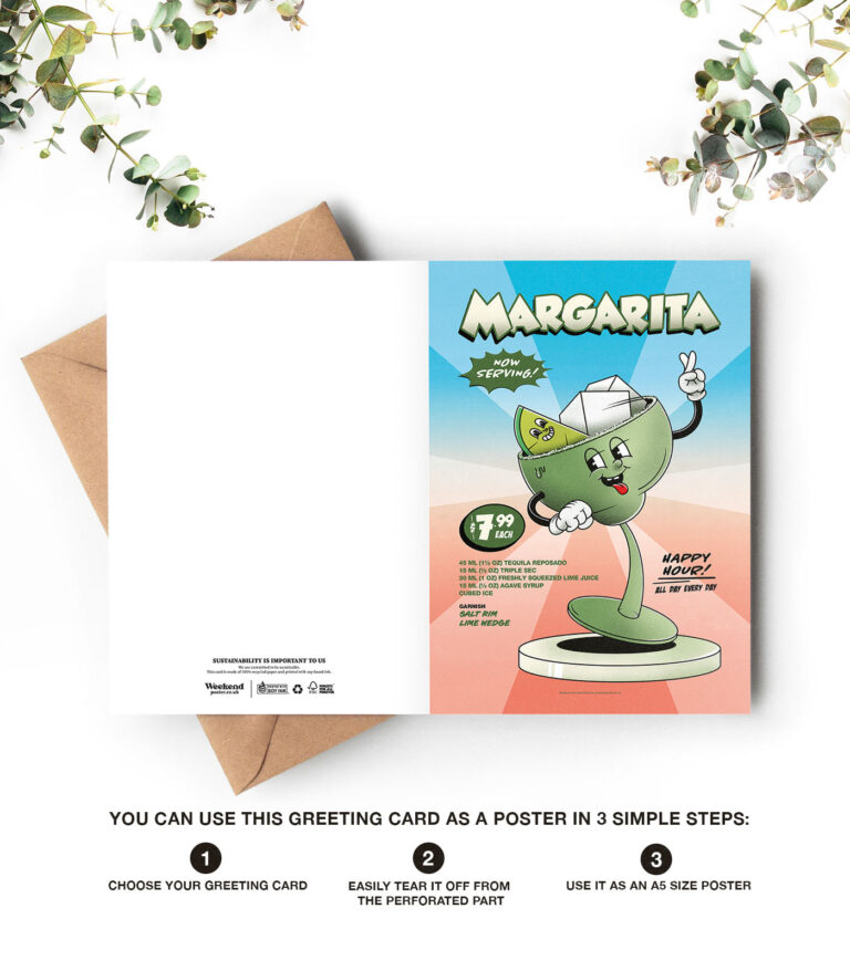 Margarita groovy cocktail greeting card
