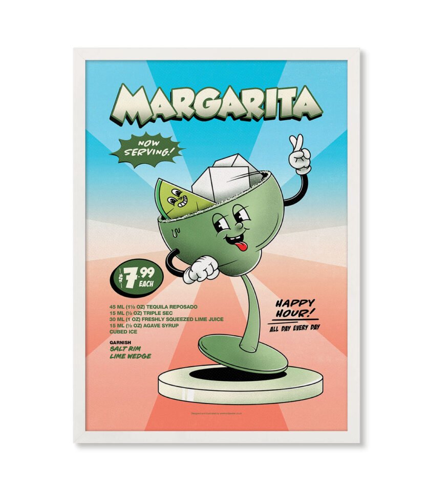 Margarita groovy cocktail poster