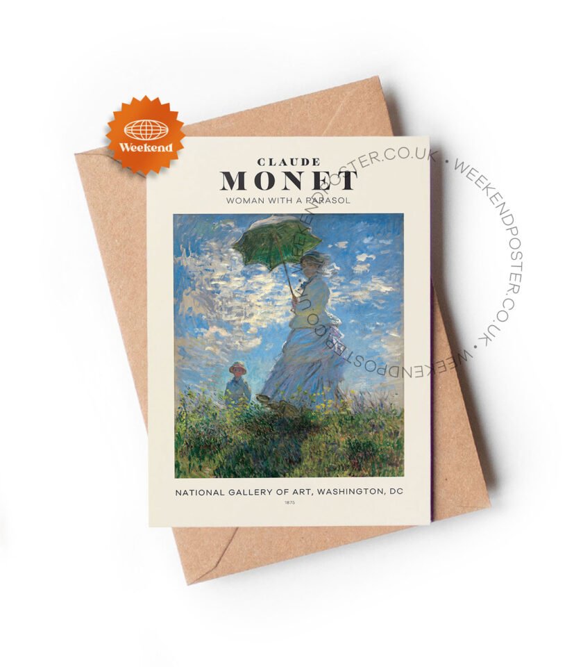 Claude Monet Woman with a Parasol – Madame Monet and Her Son greeting card