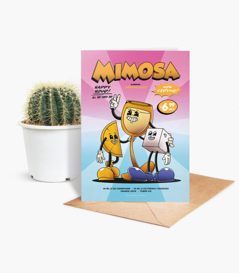 Mimosa groovy cocktail greeting card - Image 2