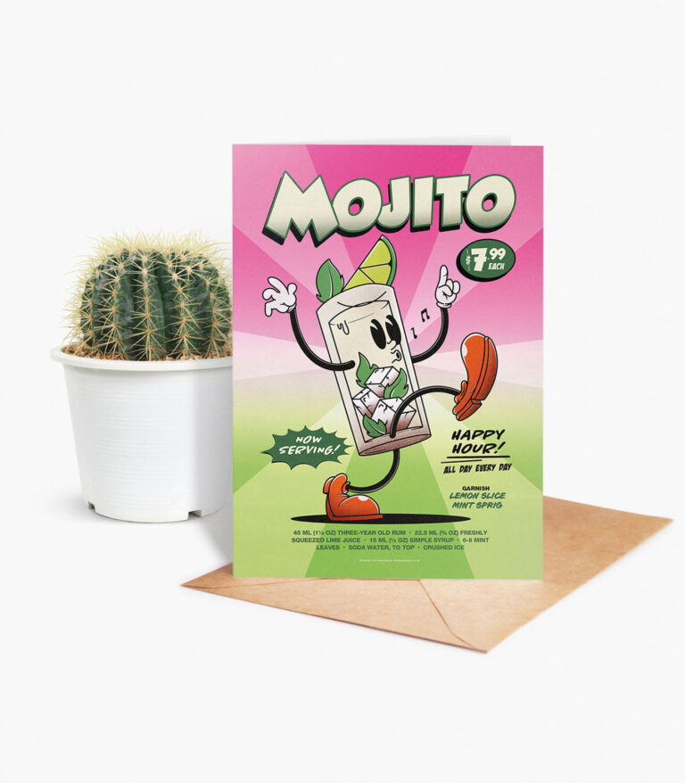 Mojito groovy cocktail greeting card