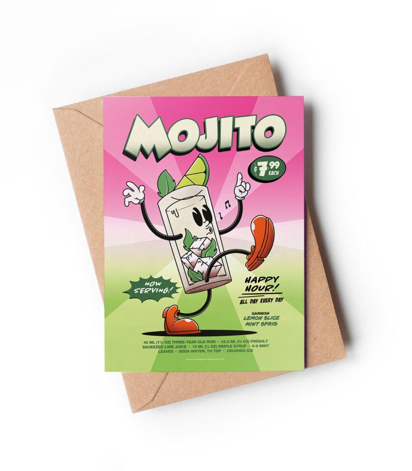 Mojito groovy cocktail greeting card