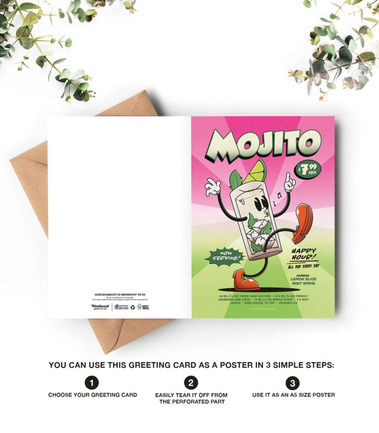 Mojito groovy cocktail greeting card