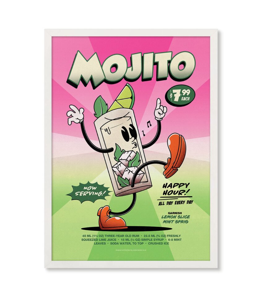 Mojito groovy cocktail poster