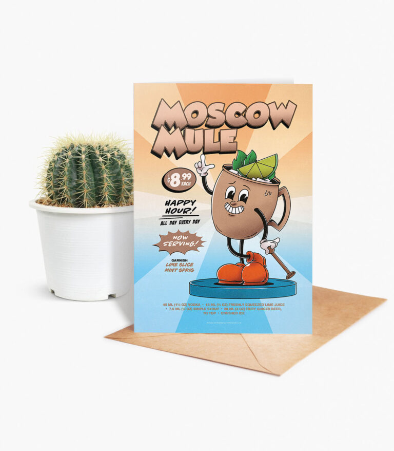 Moscow Mule groovy cocktail greeting card