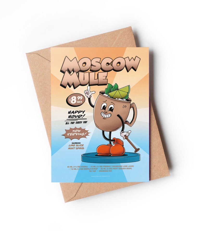 Moscow Mule groovy cocktail greeting card