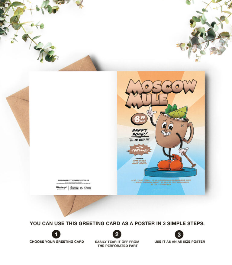 Moscow Mule groovy cocktail greeting card