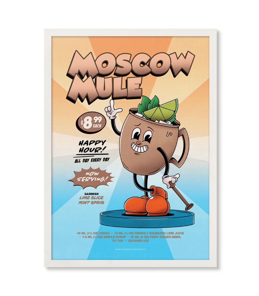 Moscow Mule groovy cocktail poster