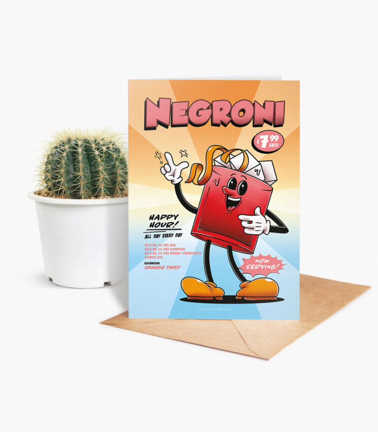 Negroni groovy cocktail greeting card