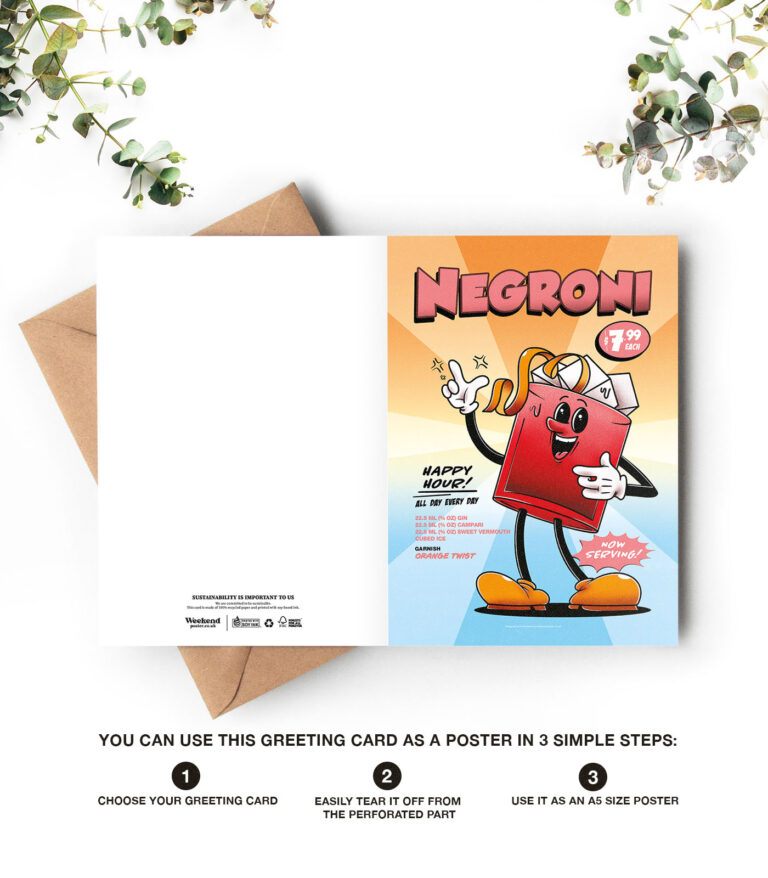 Negroni groovy cocktail greeting card