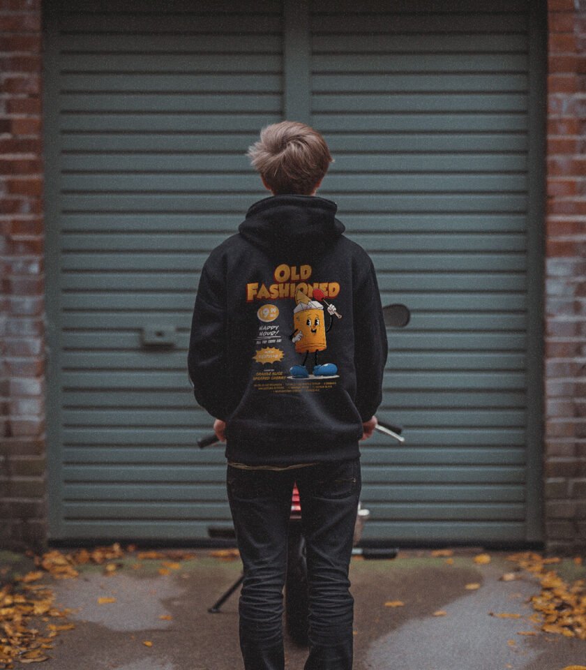 Old Fashioned Heavyweight Organic Hoodie Black - Image 4