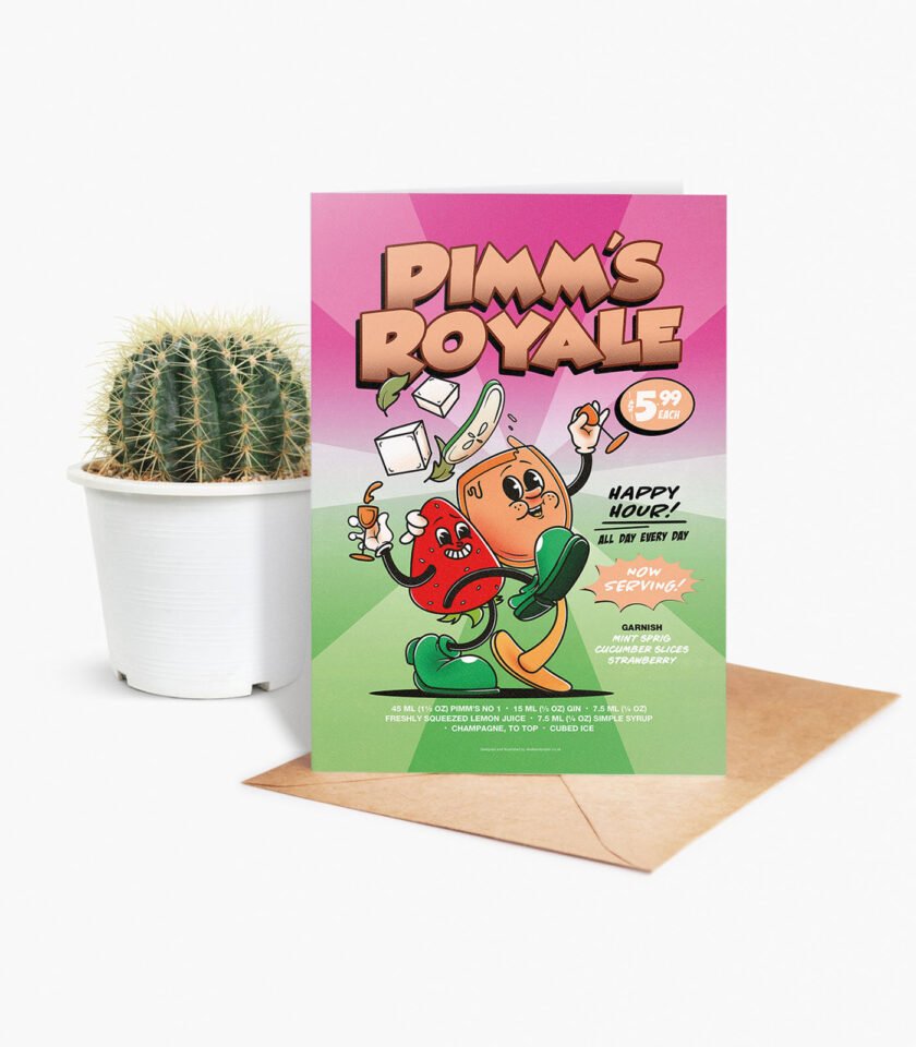 Pimm's Royale groovy cocktail greeting card - Image 2