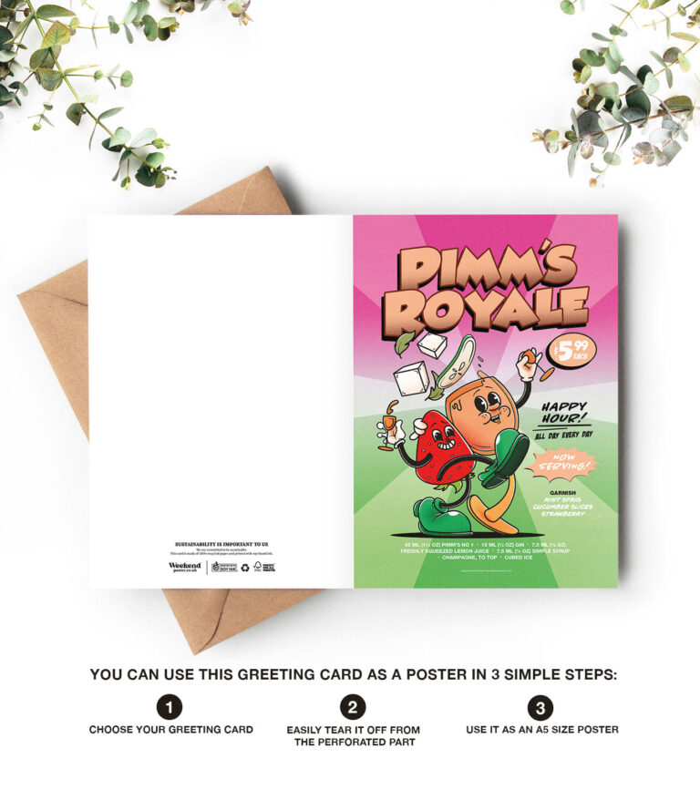 Pimm's Royale groovy cocktail greeting card
