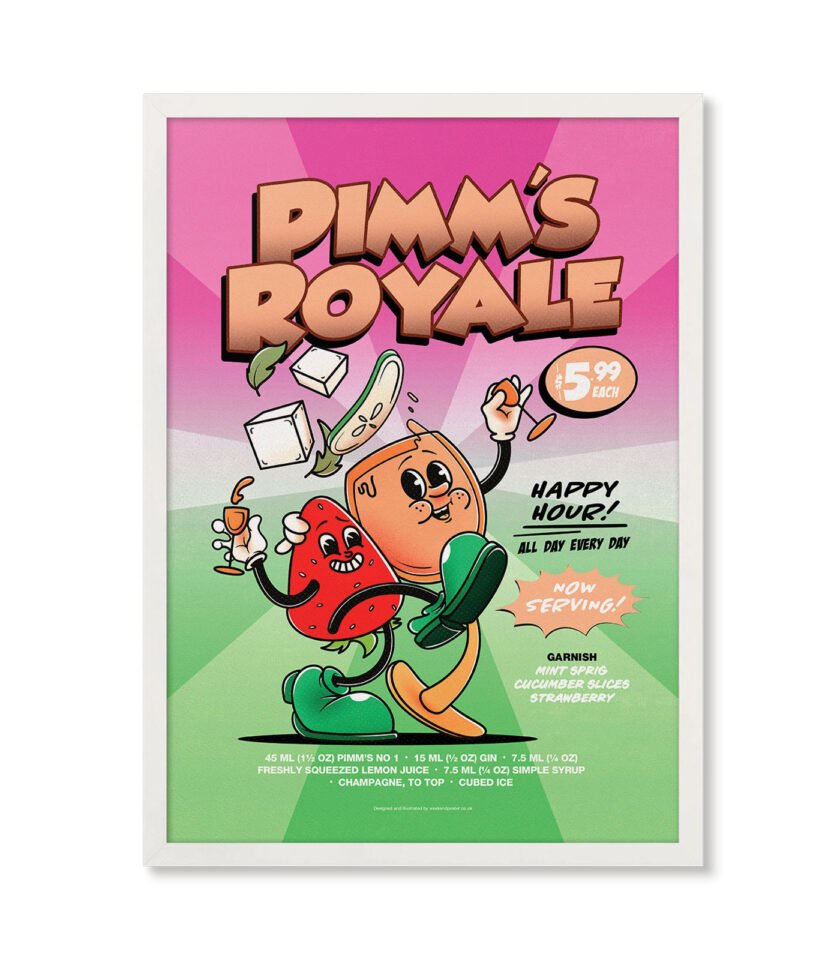 Pimm's Royale groovy cocktail poster