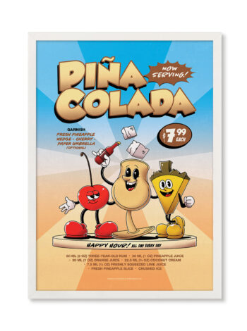 Piña Colada groovy cocktail poster