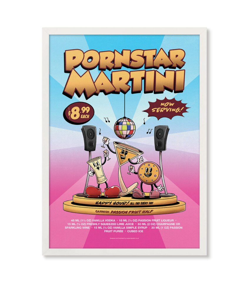 Pornstar Martini groovy cocktail poster