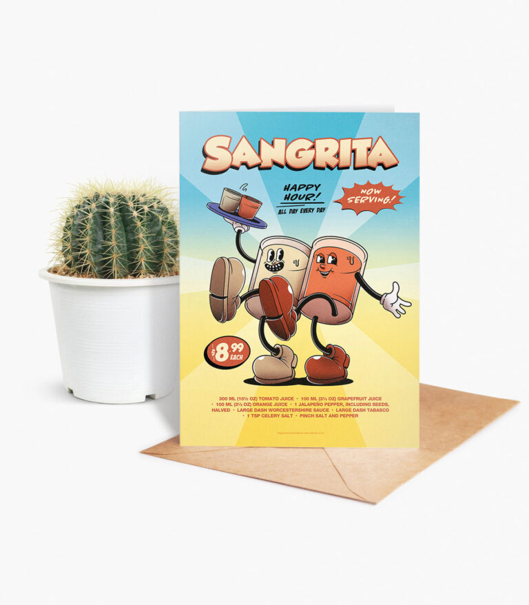 Sangrita groovy cocktail greeting card